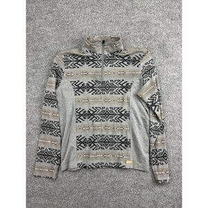 Powder River Outfitters Sweatshirt Mens XL Gray 1/4 Zip Fleece Aztec Western